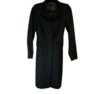 Zara Woman Long Line Ladies Button Up Black Wool Coat size XS